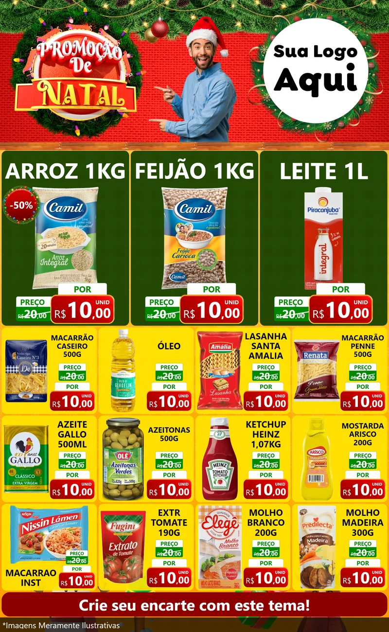 Modelo de Encarte para Encarte Grande com o tema Promoção de Natal para Supermercado