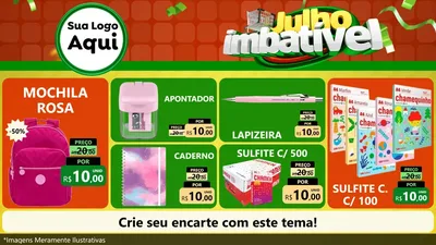 Modelo de TV para TV Horizontal com o tema Julho Imbatível para Papelaria