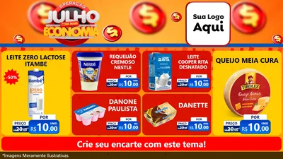 Modelo de TV para TV Horizontal com o tema Operação Julho Com Mais Economia para Frios e Laticínios
