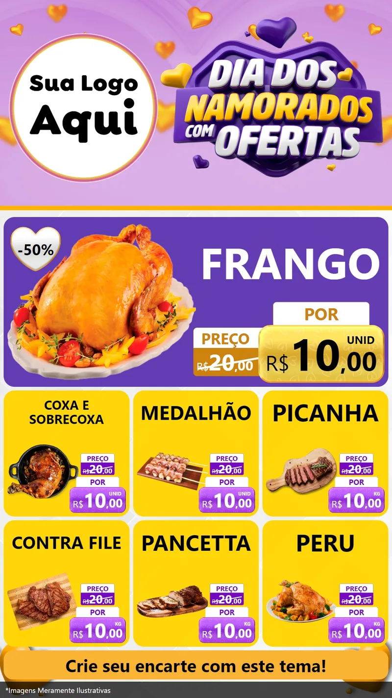 Modelo de Rede Social para Stories com o tema Dia Dos Namorados Com Ofertas para Assados