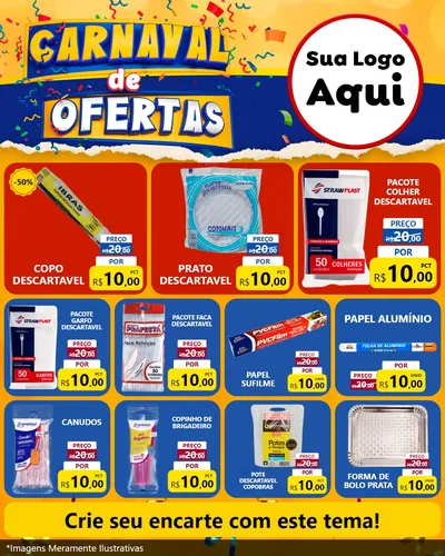 Modelo de Rede Social para Feed Instagram com o tema Carnaval de Ofertas para Embalagens