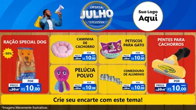 Modelo de TV para TV Horizontal com o tema Oferta Exclusiva, Julho para Pet Shop