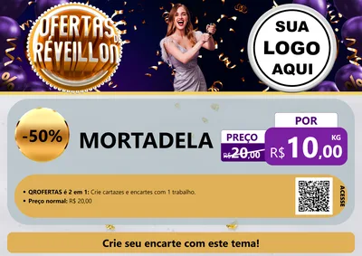 Modelo de Cartaz para Cartaz A4 Horizontal com o tema Ofertas de Réveillon para Frios e Laticínios