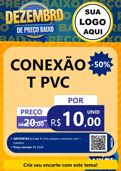 Modelo de Cartaz para Cartaz A4 Vertical com o tema Dezembro de Preço Baixo para Tubos e conexões