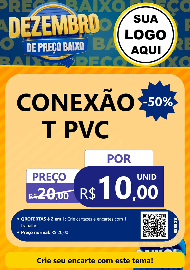 Modelo de Cartaz para Cartaz A4 Vertical com o tema Dezembro de Preço Baixo para Tubos e conexões