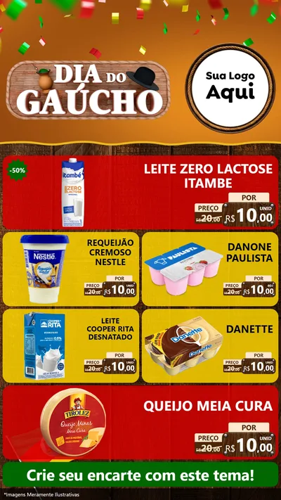 Modelo de TV para TV Vertical com o tema Dia do Gaúcho para Frios e Laticínios