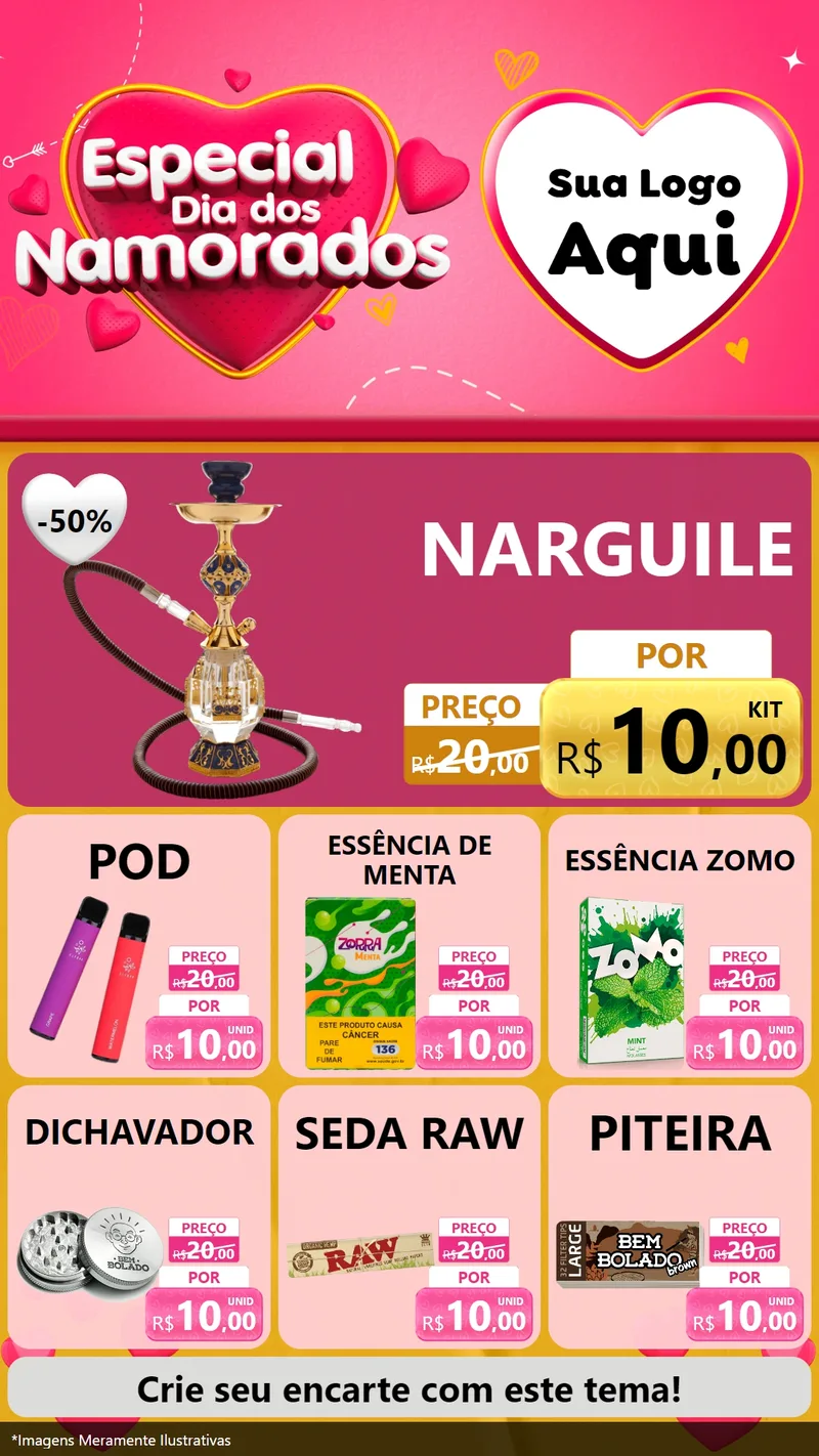 Modelo de Rede Social para Stories com o tema Especial Dia dos Namorados para Tabacaria