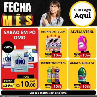 Modelo de Rede Social para Feed Facebook com o tema Fecha Mês para Produtos de Limpeza