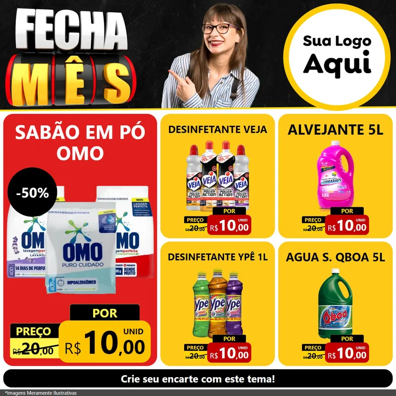 Modelo de Rede Social para Feed Facebook com o tema Fecha Mês para Produtos de Limpeza