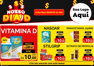 Modelo de Encarte para Encarte A4 Horizontal com o tema Nosso Dia D para Farmácia