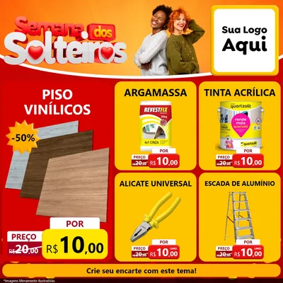 Modelo de Rede Social para Feed Facebook com o tema Semana dos Solteiros para Material para Construção