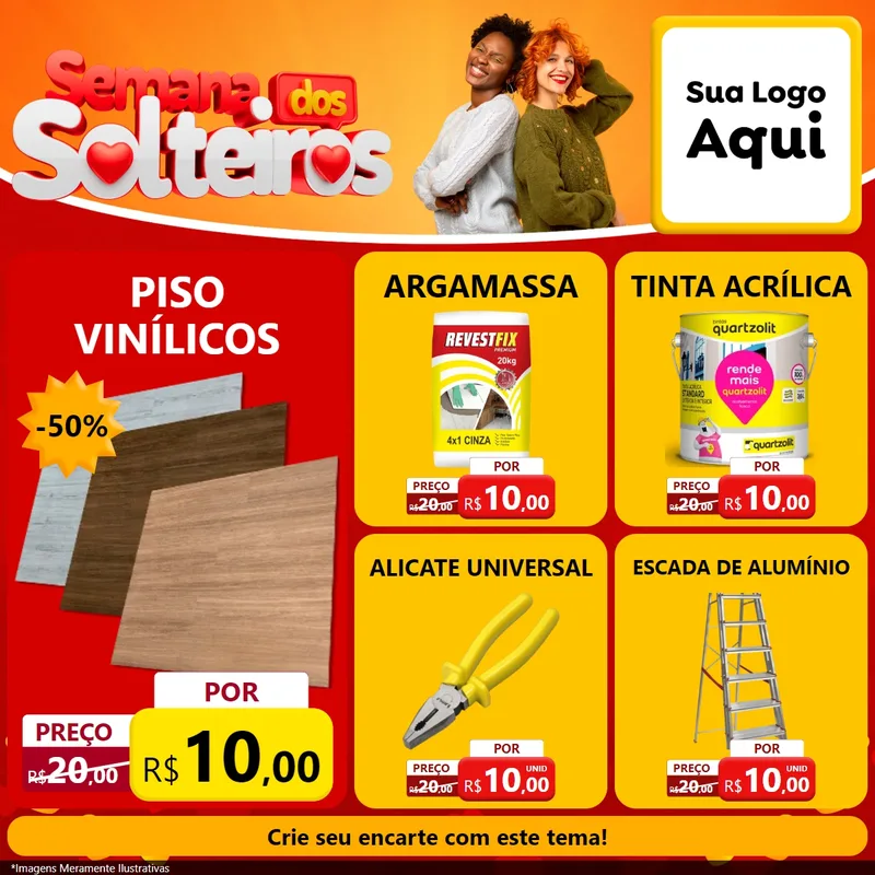 Modelo de Rede Social para Feed Facebook com o tema Semana dos Solteiros para Material para Construção