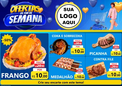 Modelo de Encarte para Encarte A4 Horizontal com o tema Ofertas de Fim de Semana para Assados