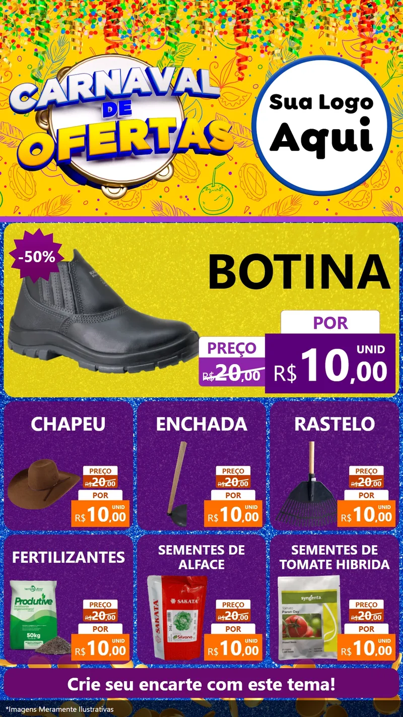 Modelo de Rede Social para Stories com o tema Carnaval de Ofertas para Agropecuária