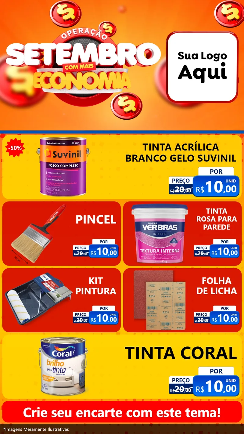 Modelo de TV para TV Vertical com o tema Operação Setembro Com Muita Economia para Tintas e Ferramentas