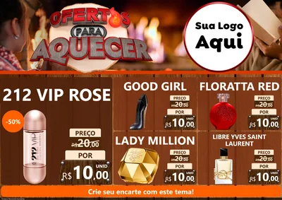 Modelo de Encarte para Encarte A4 Horizontal com o tema Ofertas Para Aquecer para Perfumes