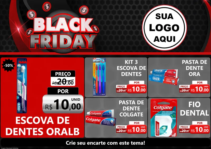 Modelo de Encarte para Encarte A4 Horizontal com o tema Black Friday para Higiene Pessoal