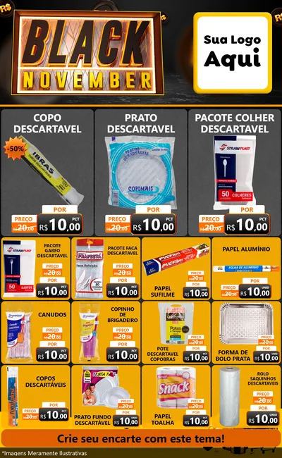 Modelo de Encarte para Encarte Grande com o tema Black November para Embalagens