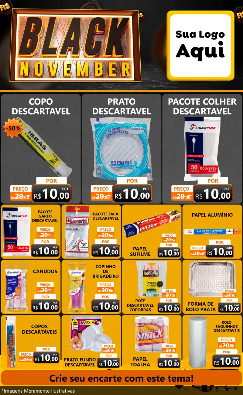 Modelo de Encarte para Encarte Grande com o tema Black November para Embalagens