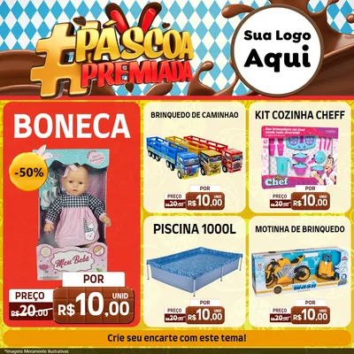 Modelo de Rede Social para Feed Facebook com o tema Páscoa Premiada para Brinquedos