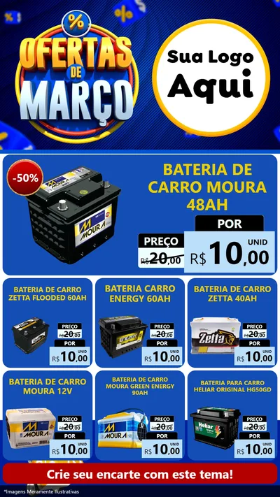 Modelo de Rede Social para Stories com o tema Ofertas de Março para Baterias Elétricas