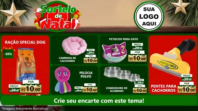 Modelo de TV para TV Horizontal com o tema Sorteio de Natal para Pet Shop