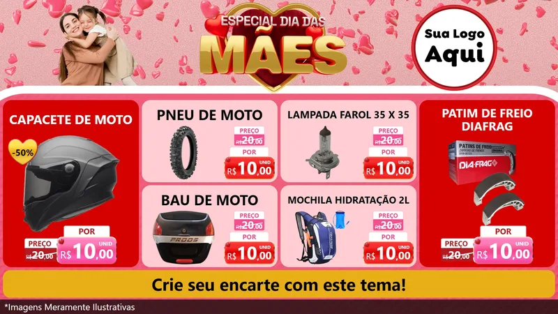 Modelo de TV para TV Horizontal com o tema Especial Dia Das Mães para Moto peças