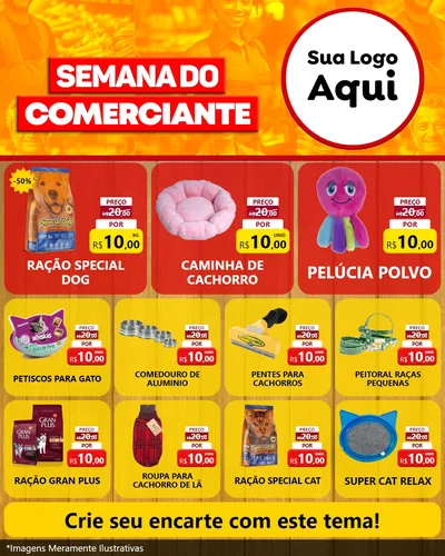 Modelo de Rede Social para Feed Instagram com o tema Semana do Comerciante para Pet Shop