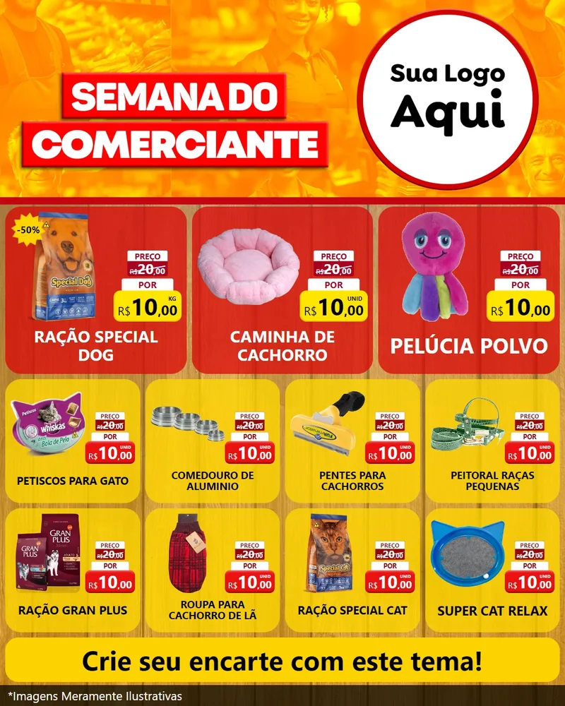 Modelo de Rede Social para Feed Instagram com o tema Semana do Comerciante para Pet Shop