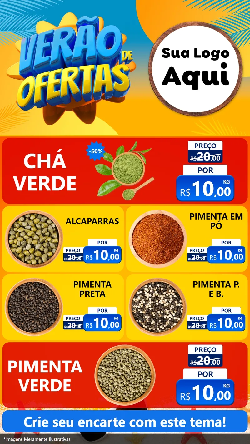 Modelo de TV para TV Vertical com o tema Verão de Ofertas para Produtos Naturais