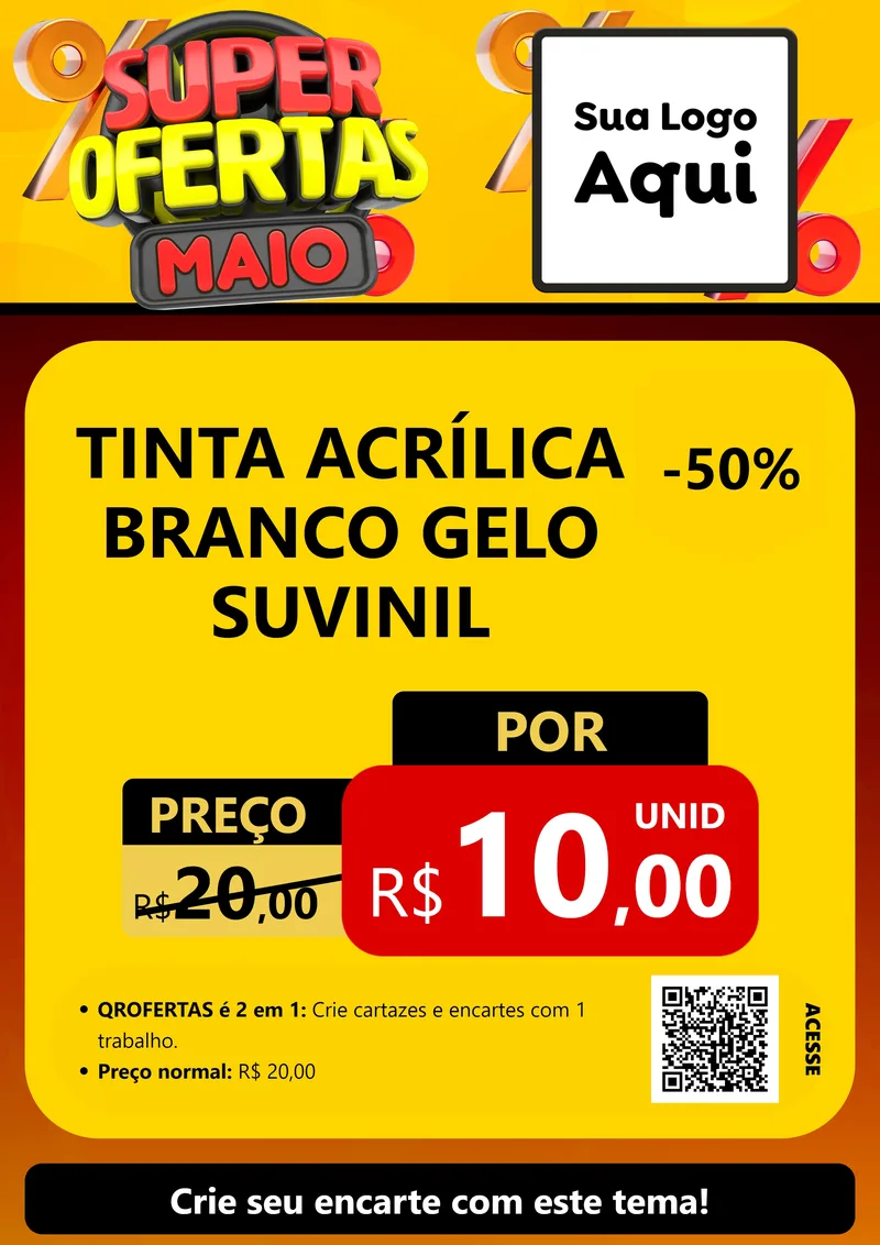 Modelo de Cartaz para Cartaz A4 Vertical com o tema Super Ofertas Maio para Tintas e Ferramentas