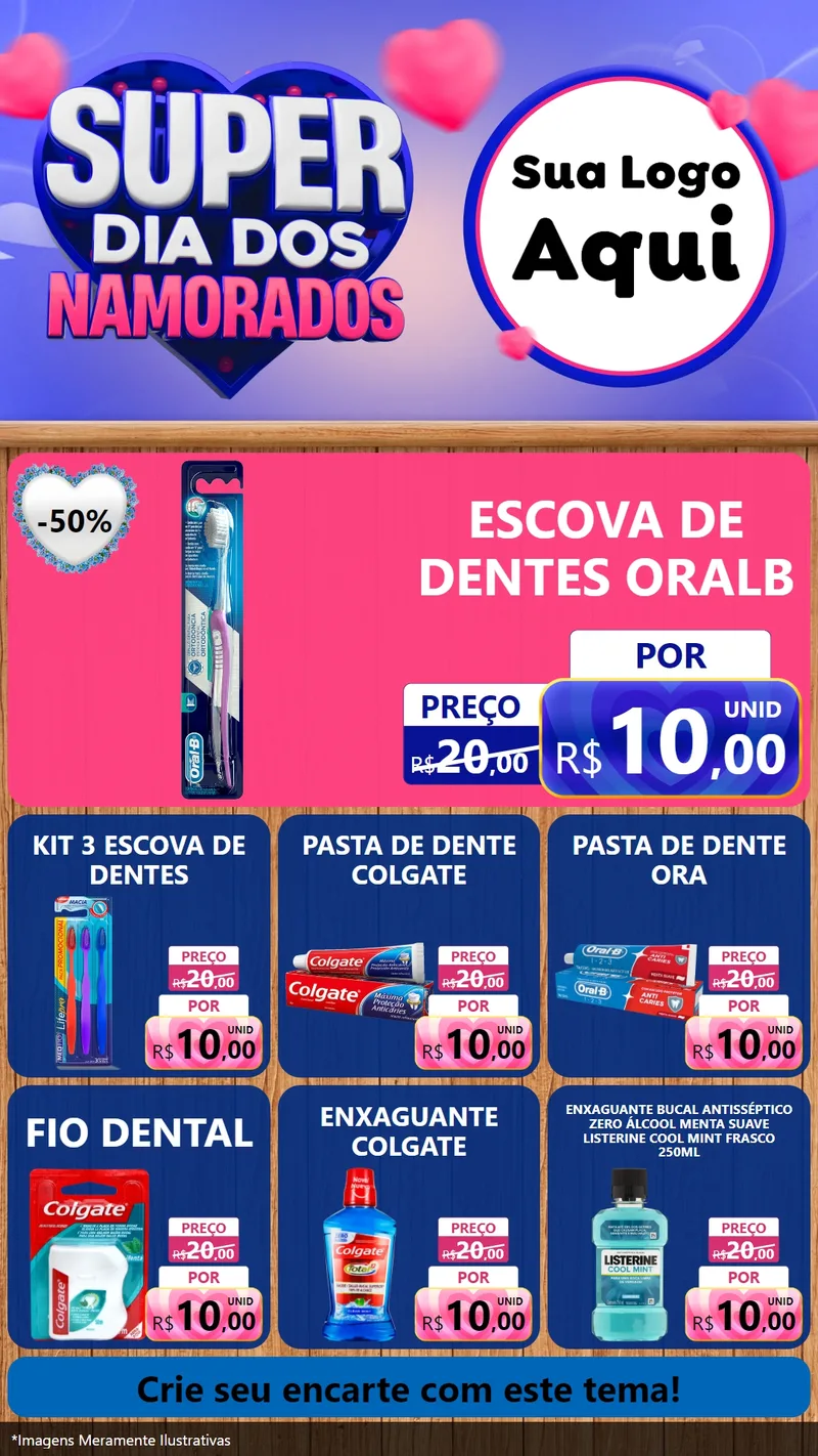 Modelo de Rede Social para Stories com o tema Super Dia dos Namorados para Higiene Pessoal