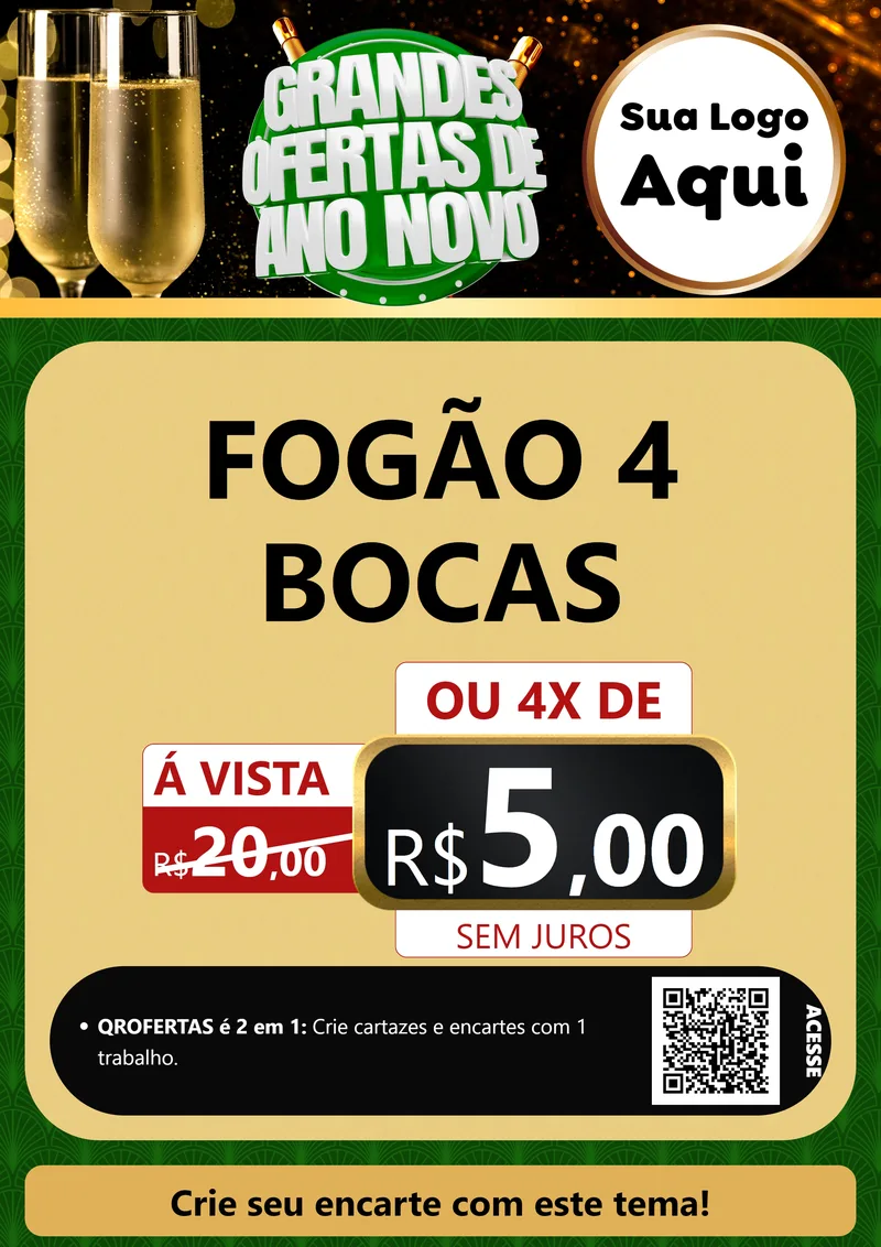 Modelo de Cartaz para Cartaz A4 Vertical com o tema Grandes Ofertas de Ano Novo para Móveis e Eletro