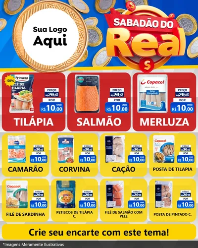 Modelo de Rede Social para Feed Instagram com o tema Sabadão do Real para Peixaria