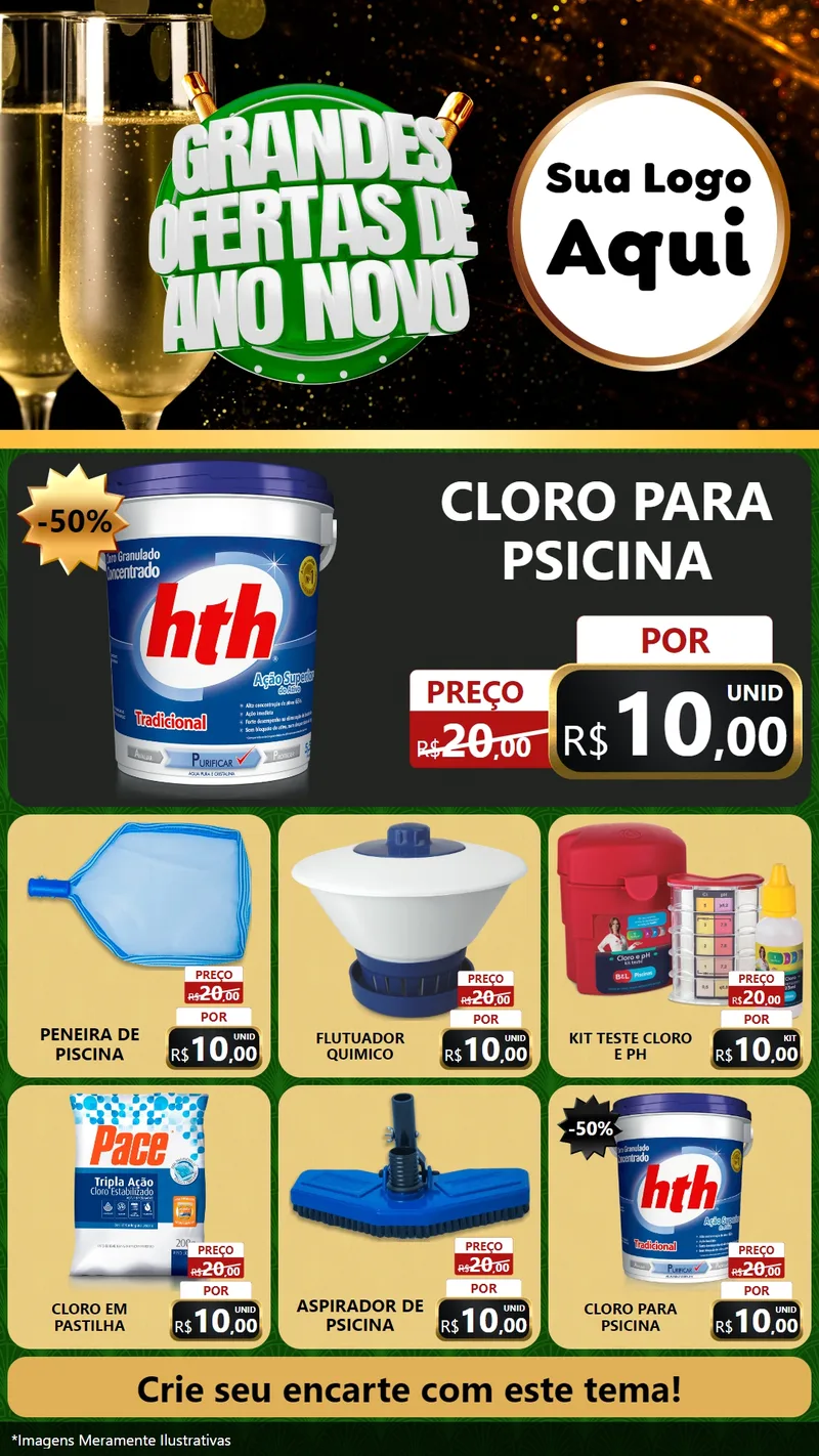 Modelo de Rede Social para Stories com o tema Grandes Ofertas de Ano Novo para Produtos para Piscina