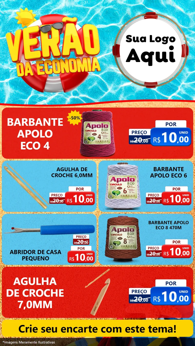 Modelo de TV para TV Vertical com o tema Verão da Economia para Armarinho e Aviamentos