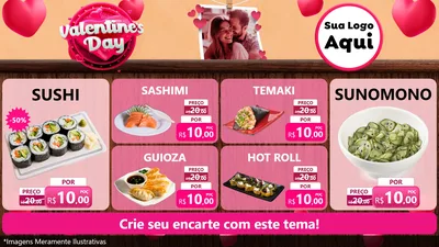 Modelo de TV para TV Horizontal com o tema Valentine's Day para Comida japonesa