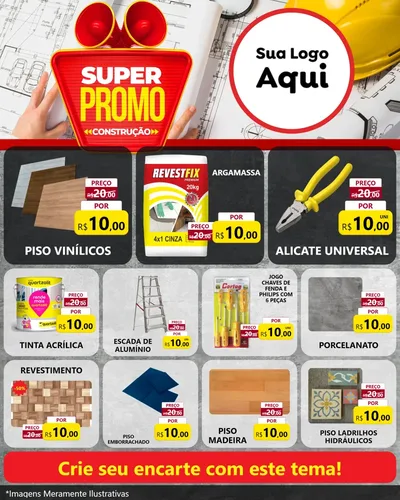 Modelo de Rede Social para Feed Instagram com o tema Super Promoção Construção para Material para Construção
