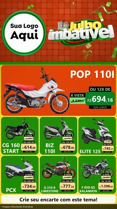 Modelo de Rede Social para Stories com o tema Julho Imbatível para Concessionaria de Motos