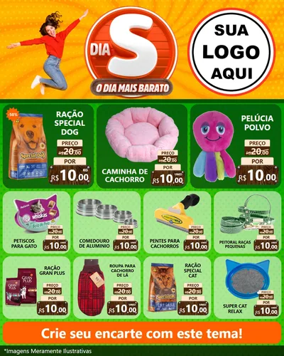 Modelo de Rede Social para Feed Instagram com o tema Dia S - O Dia Mais Barato para Pet Shop