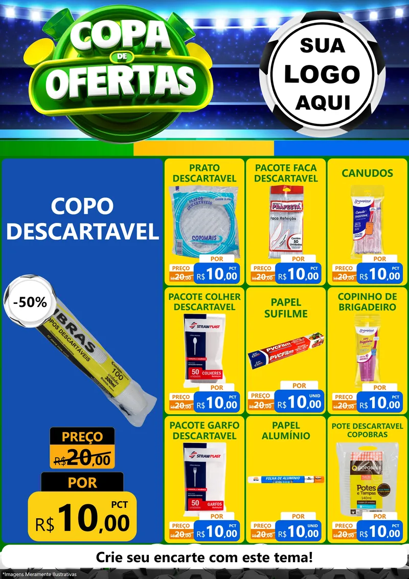 Modelo de Encarte para Encarte A4 Vertical com o tema Copa de Ofertas para Embalagens