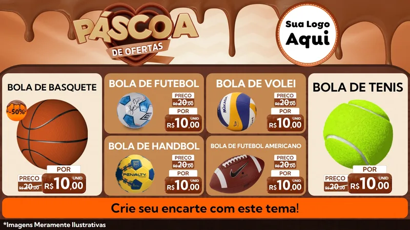 Modelo de TV para TV Horizontal com o tema Páscoa de Ofertas para Artigos Esportivos