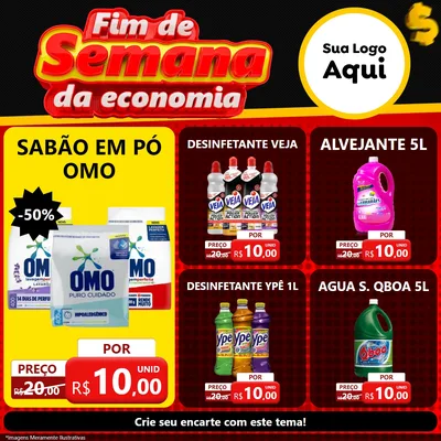 Modelo de Rede Social para Feed Facebook com o tema Fim de Semana da Economia para Produtos de Limpeza