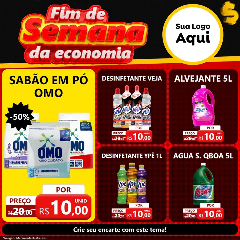 Modelo de Rede Social para Feed Facebook com o tema Fim de Semana da Economia para Produtos de Limpeza