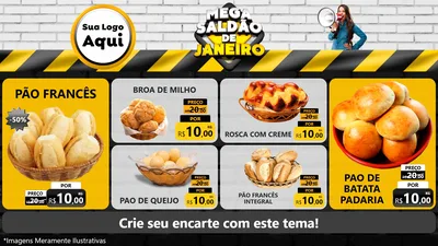 Modelo de TV para TV Horizontal com o tema Mega Saldão de Janeiro para Padaria