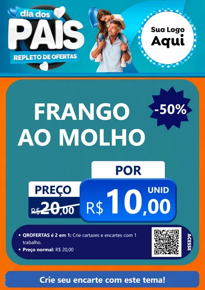 Modelo de Cartaz para Cartaz A4 Vertical com o tema Dia Dos Pais Repleto de Ofertas para Restaurante