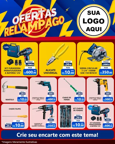 Modelo de Rede Social para Feed Instagram com o tema Ofertas Relâmpago para Maquinas e Ferramentas
