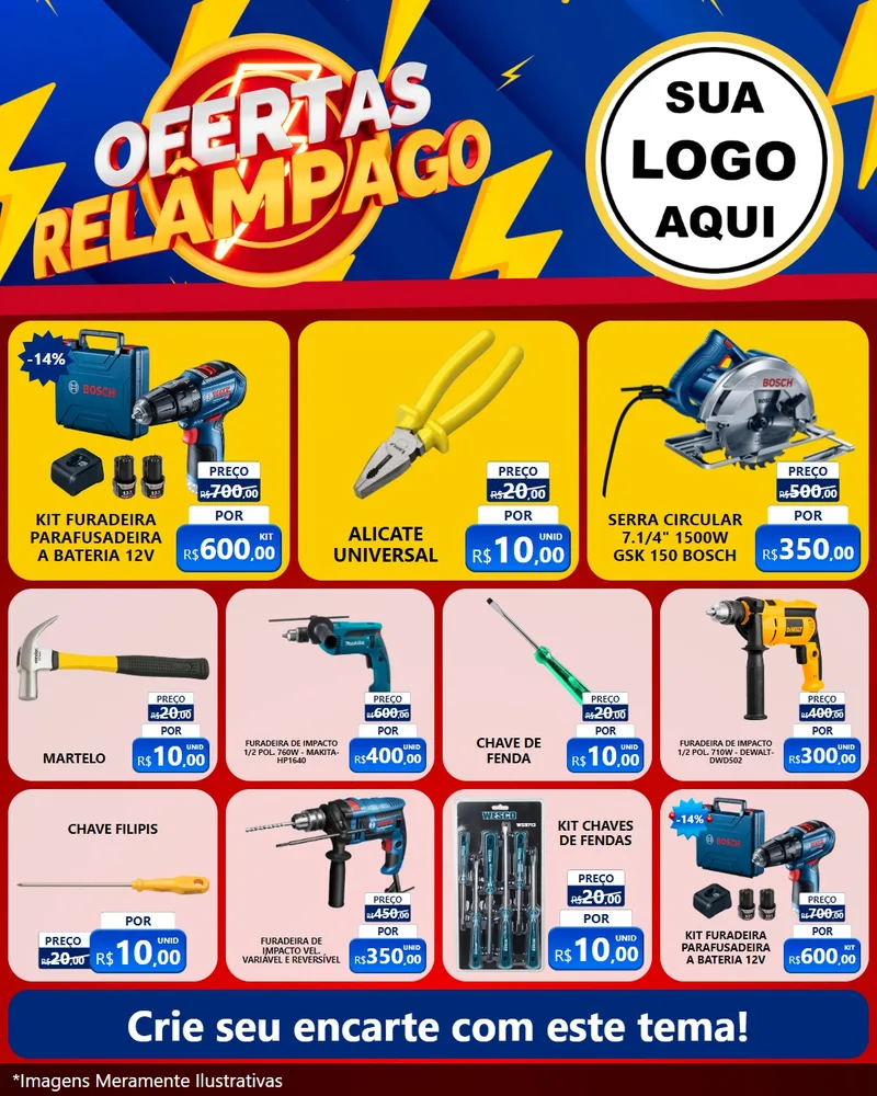 Modelo de Rede Social para Feed Instagram com o tema Ofertas Relâmpago para Maquinas e Ferramentas