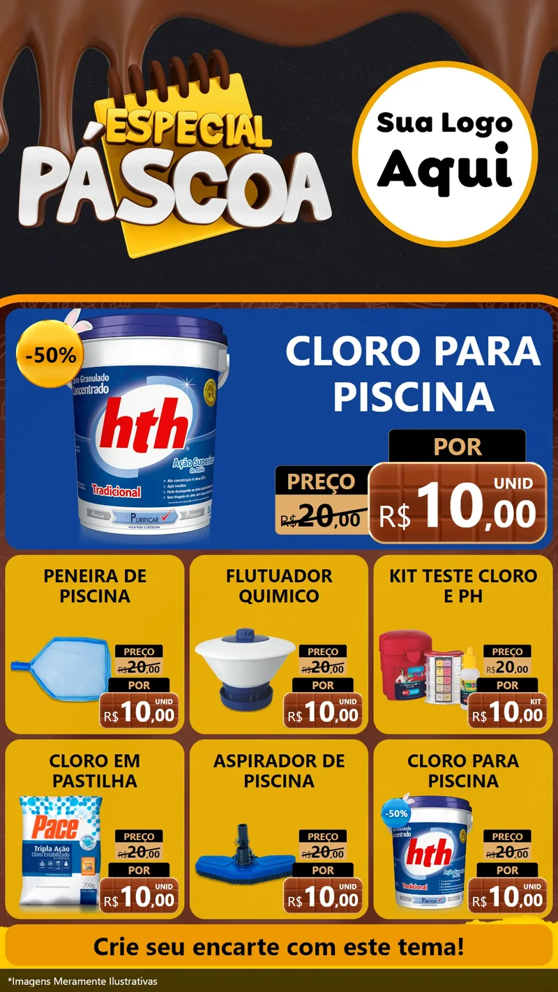 Modelo de Rede Social para Stories com o tema Especial Páscoa para Produtos para Piscina