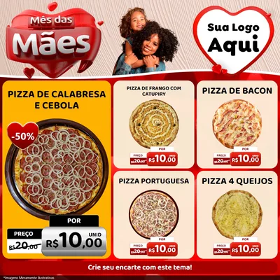 Modelo de Rede Social para Feed Facebook com o tema Mês das Mães para Pizzaria